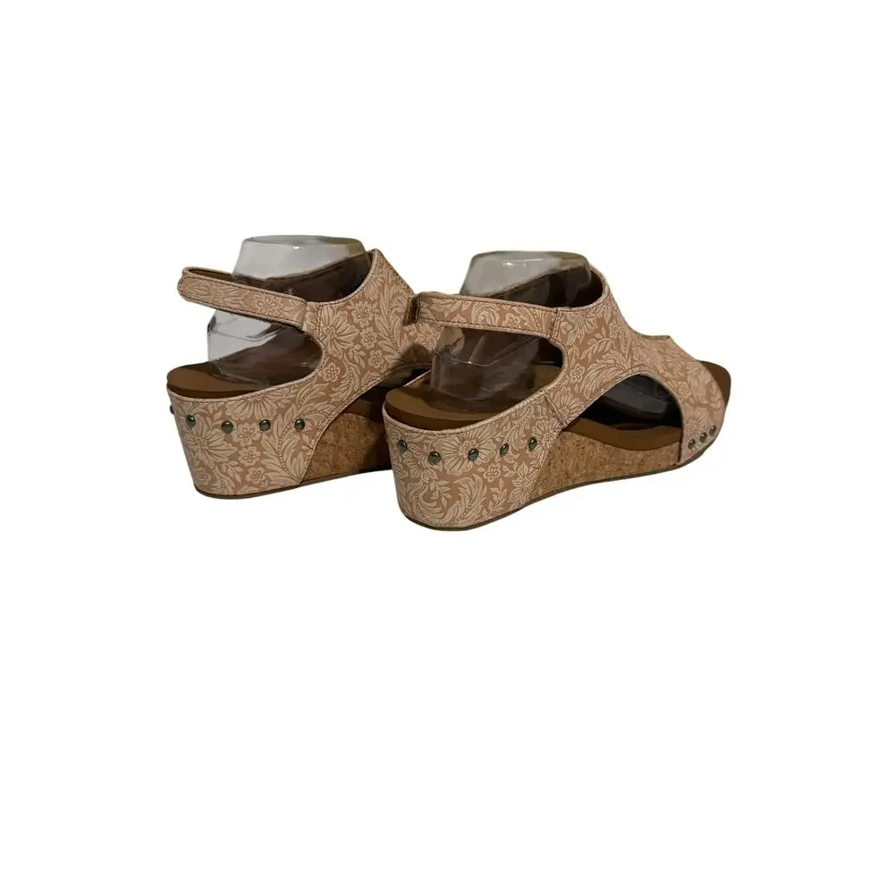 VERY G Isabella Tooled Wedge Sandal - Nude Size 11 Box Included